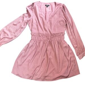 Express Rose Pink Long-Sleeve Women’s Flowy Dress-Large